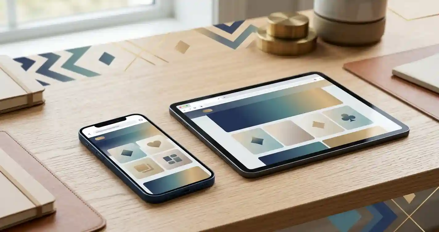 Phone and tablet with browser-style interface blocks